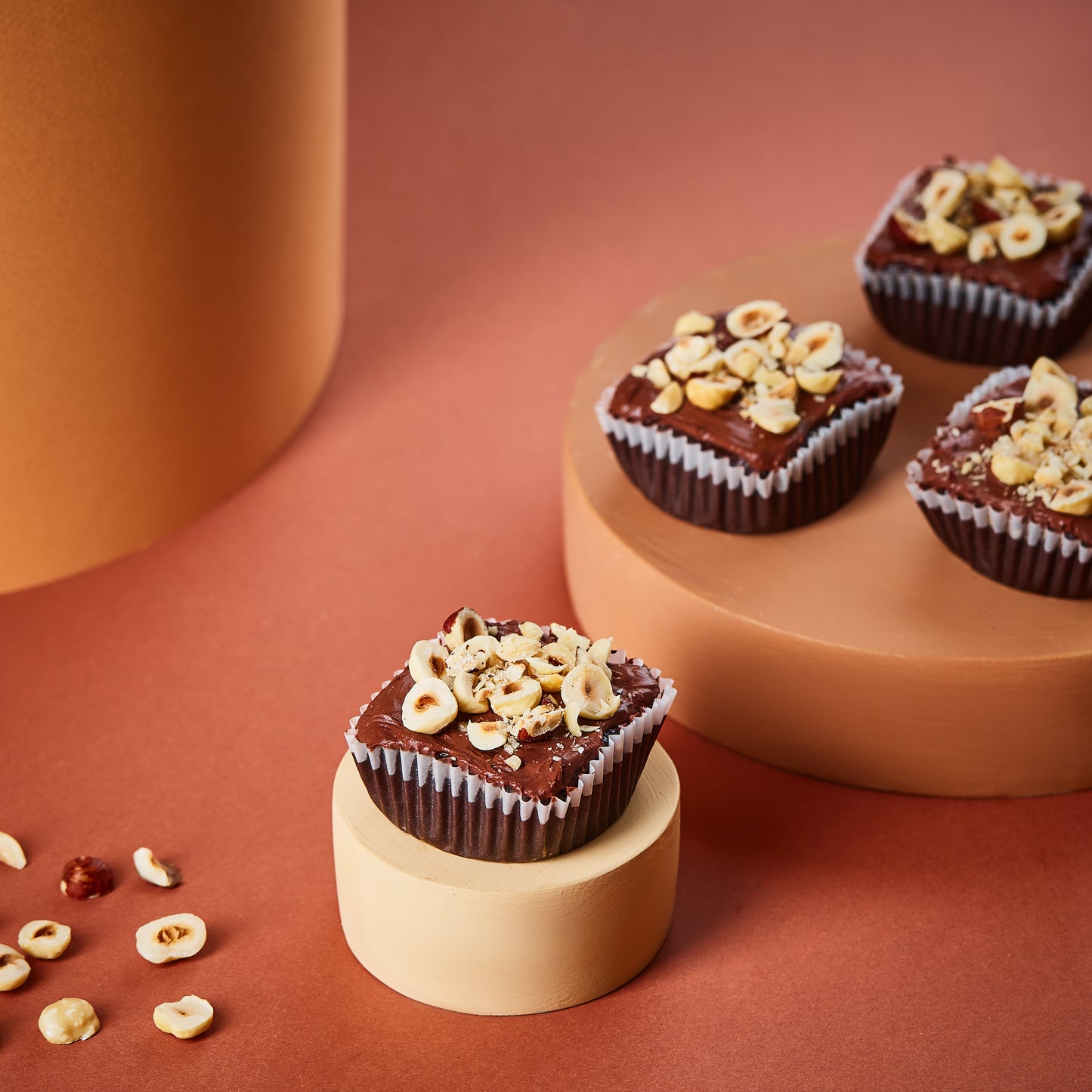 Keto Brownies with icing & nuts